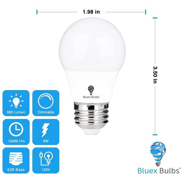 10x Bluex Bulbs Dimmable LED Light Bulbs A15 60W Vanity E26 Medium Warm White - Picture 2 of 2